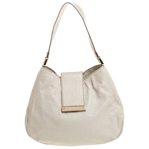 White Guccissima New Ladies Web Hobo Large